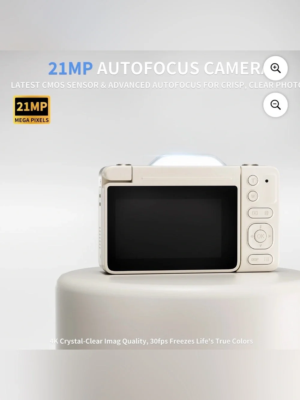 4K Digital Camera with 16X Zoom Anti Shake, 3